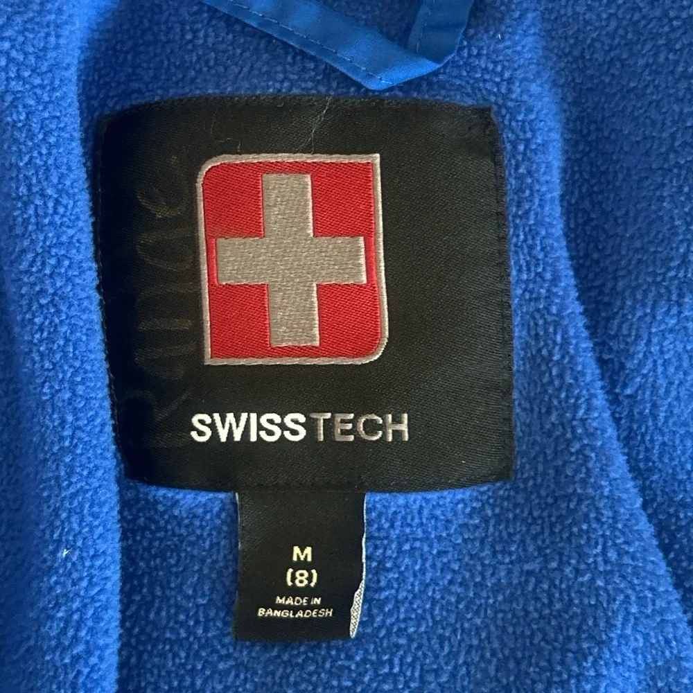 SWISS TECH Blue Hooded Puffer Jacket Blue Parka Youth Size Medium 8 Winter